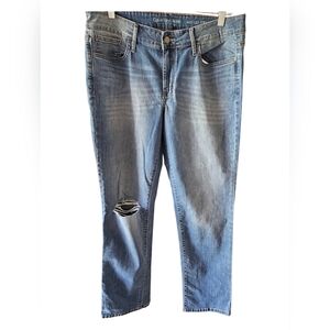 Calvin Klein Jeans Mens 32x32 Straight Light Wash Distressed Denim Jeans